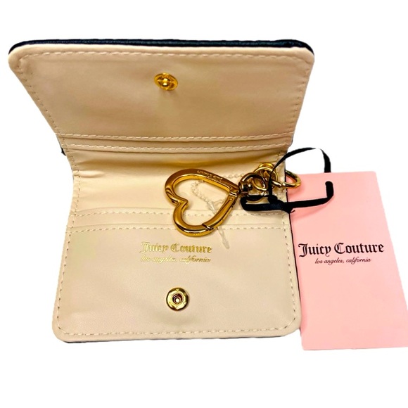JUICY COUTURE  Pink League Card Case Key Fob Wallet In Liquorice - Picture 3 of 4